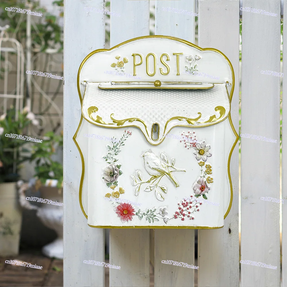 Flower and Bird Mailbox Three-dimensional Relief Delivery Box Outdoor Garden Decoration