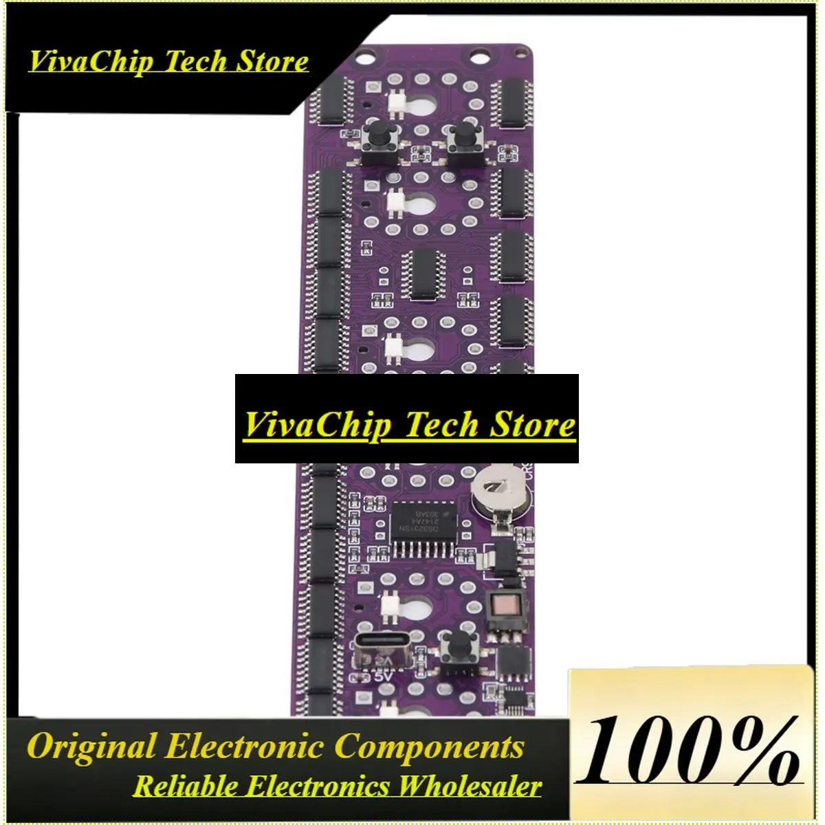 VivaSNixie Clock Circuit Board Accurate Timing Back Color Setting 5V 2A Digital Tube Clock Module Vintage Design