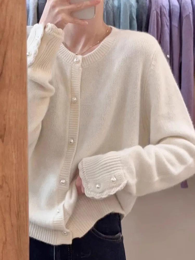 Koreanischer SLE-Pullover, lässig, vielseitig, weich, bequem, Camere-Strickwaren, modisches Design, langer Sweatshirt mit einem Knopf für Damen