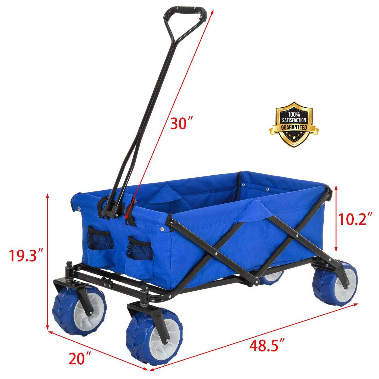 Collapsible Folding Outdoor All Terrain Utility Wagon Camping Garden Cart Beach Trolley for Shopping, Camping, and Outdoor