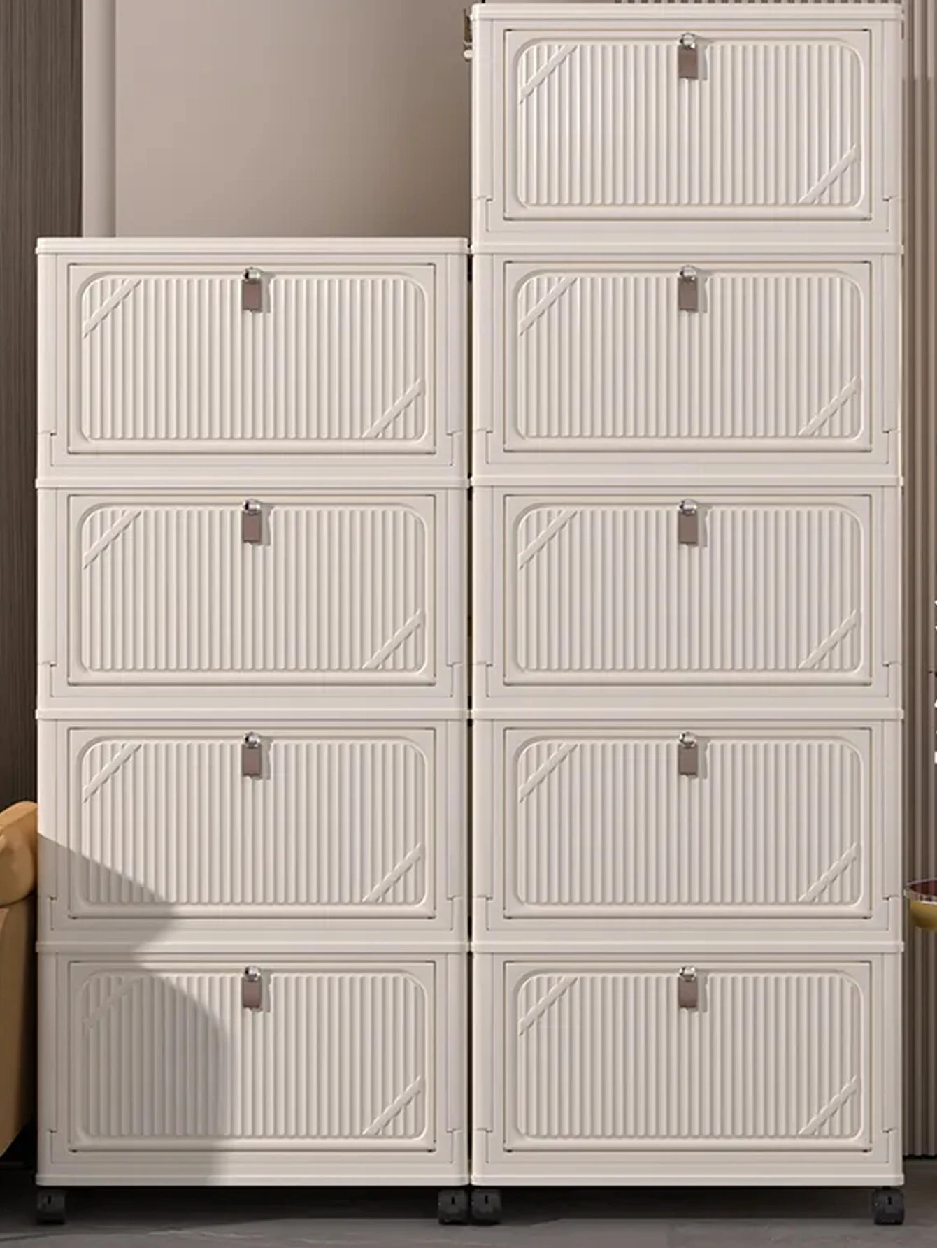 

Large Capacity Floor Standing Multi Layer Folding Cabinet Household Sundries Snacks Toy Storage Box Multi Functional Removable