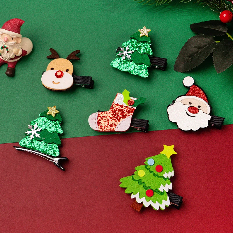 

Christmas DIY Cartoon Hair Clips Holiday Outfit Cute New Children's Hairpins Girl Colored Hair Clips Hair Accessories