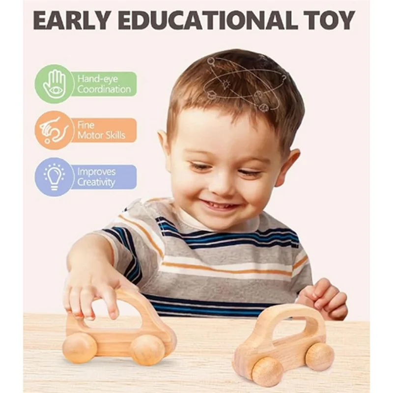 MACH-2 Stuks Baby Houten Auto Vroege Onderwijs Baby 0-6-12 Maanden Peuter 1-3 Jaar Oud Hout jongens Neutraal Decor