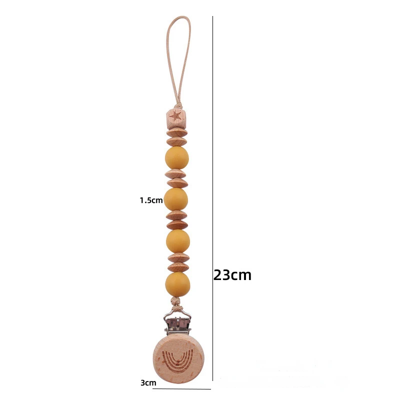 New Baby Beech Wood Pacifier Clip Anti Drop Gum Silicone Gum Nipple Chain Silicone Beads Accessoire Bebe Baby Accessories