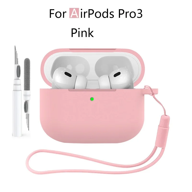 Neu für Airpods Pro 3 2025, Silikonhülle, Kopfhörer-Zubehör mit Reinigungsset und Lanyard, vollständige Schutzhülle für Airpods Pro 3 – Detail 27