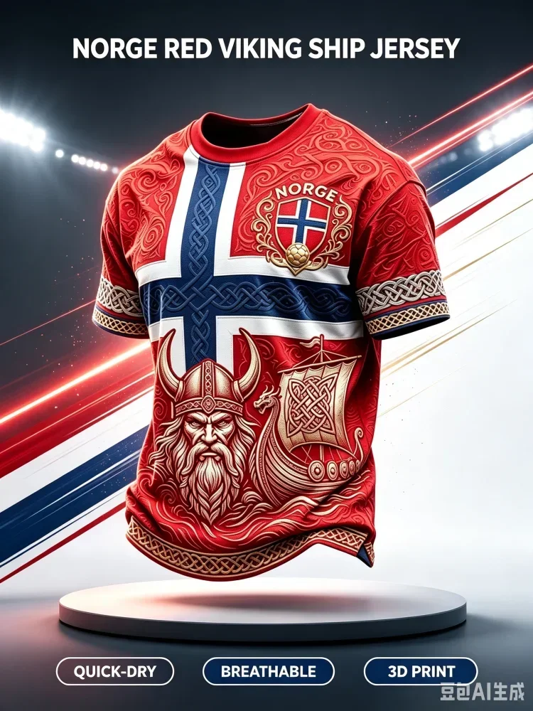 2027New Norway National Style Fan Customized Casual Sports Fast Drying Breathable 3D Printed Tee For Family And Children's Wear