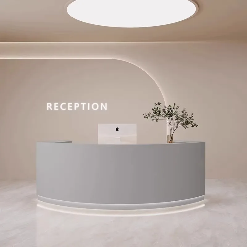 تخزين عميق مكتب الاستقبال مكتب الاستقبال ديكور U شكل مكاتب الاستقبال الفاخرة صالون تجميل أثاث مكتب الاستقبال Mostrador
