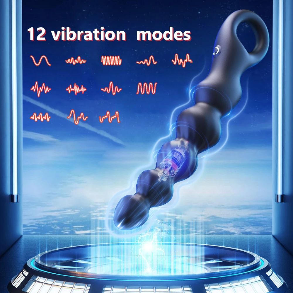 Yeain Sex Toys 12 Vibration Modes Vibrating Anal Beads Butt Plug s Anal Plug For Woman Pull Ring Prostate Massager