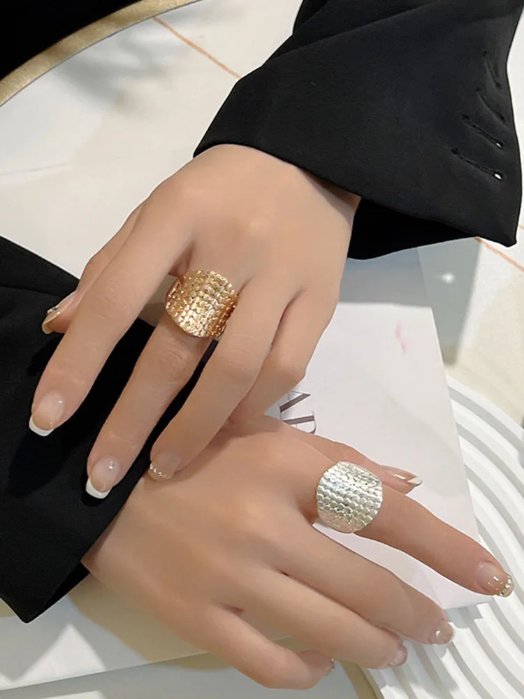 Geometric Hollow Out Rings for Women Man Adjustable Elastic Rope Finger Rings European and American Ring Fashion Trendy Jewelry