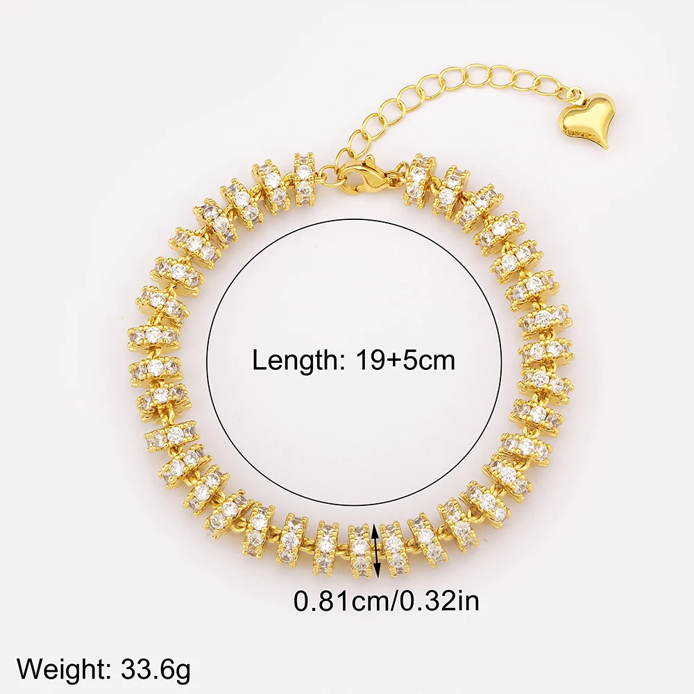 AIBEF Trendy Copper Chain Bead Bracelet for Women Colorful White Crystal Zircon Charm Jewelry Gifts for Wedding Party Engagement