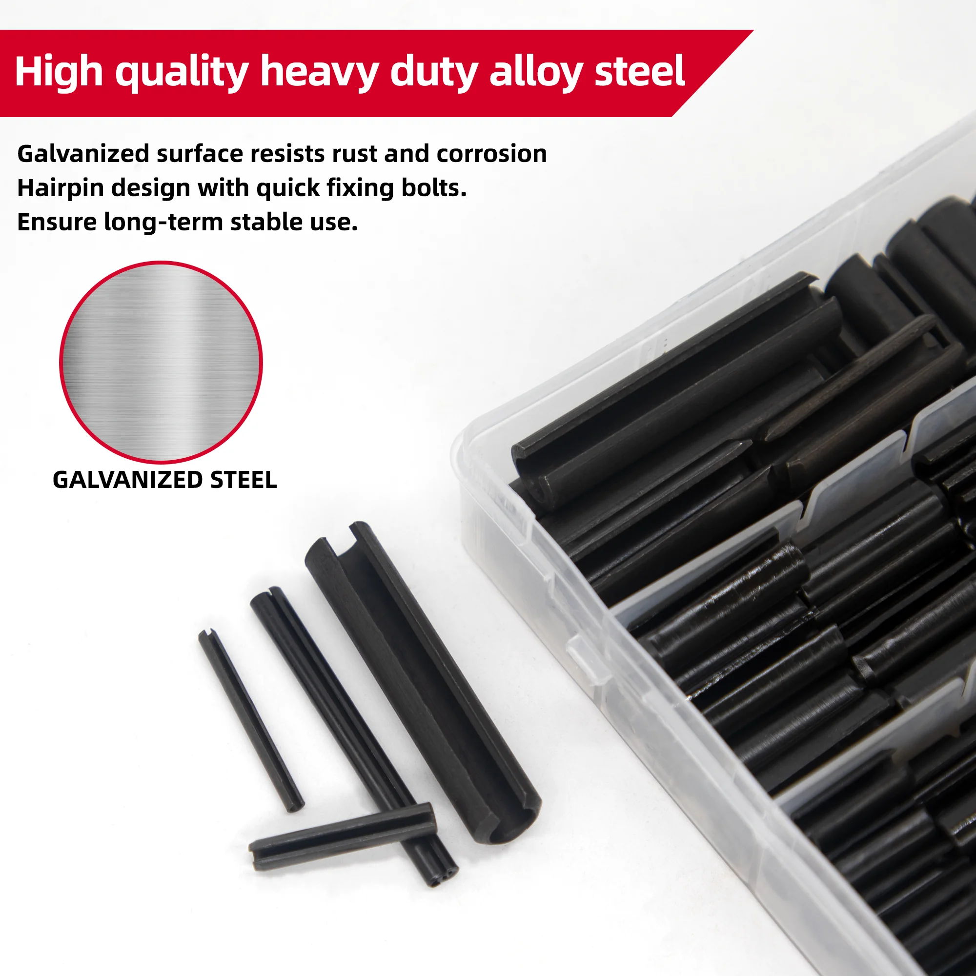 

385Pcs Multi-Size Roll Pin Set | High-Strength Galvanized Alloy | Split Expansion Pins Kit for Home & Auto Repair