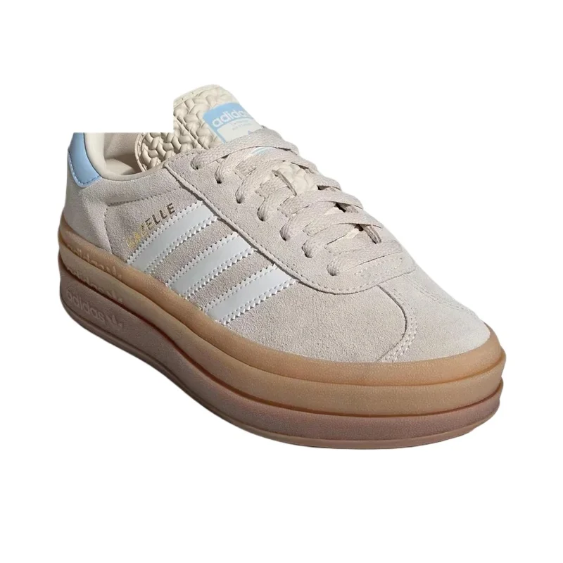 Adidas Classic Gazelle Blod Women Fashion Gray-white and Blue Thick Bottomed Height Increasing German Training Board Shoes