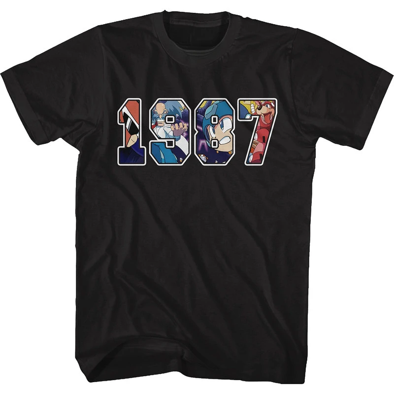 Top 1987 Mega Man Rockman Retro Japanese Arcade Men's Heavyweight Short-Sleeved T-Shirt