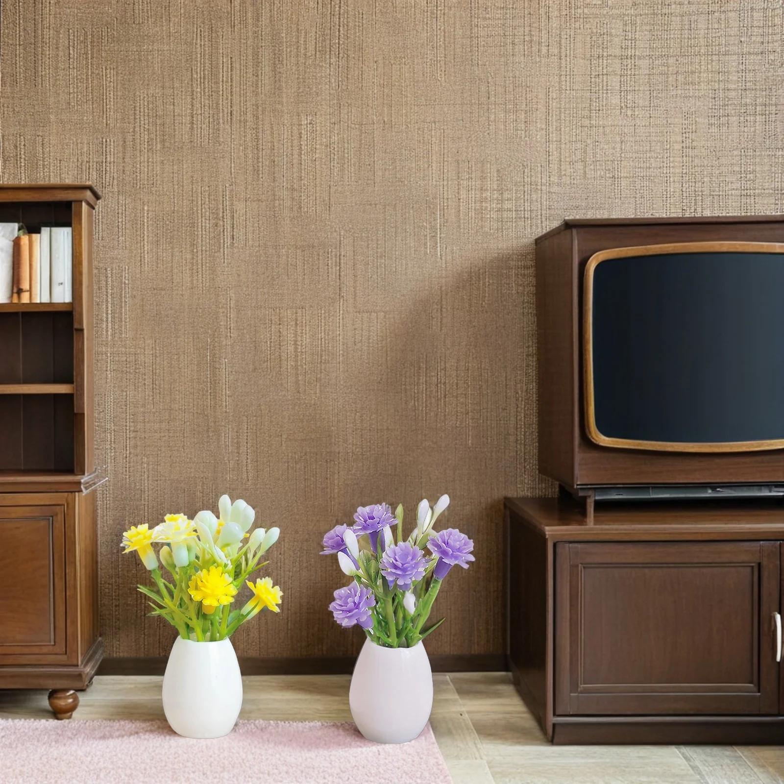 

4Pcs Simulation Flowers Decor Lifelike Artificial Flower Arrangements for Micro Landscape Vase Dollhouse Potted Plant Tabletop