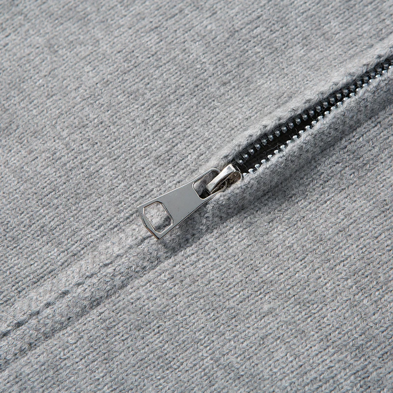 Luxusmarke Herren Halbhoher Kragen Pullover Herbst Neu Gestrickter Cardigan Jacquard Einfarbig Langarm Mode Lässige Herrenbekleidung – Detail 8
