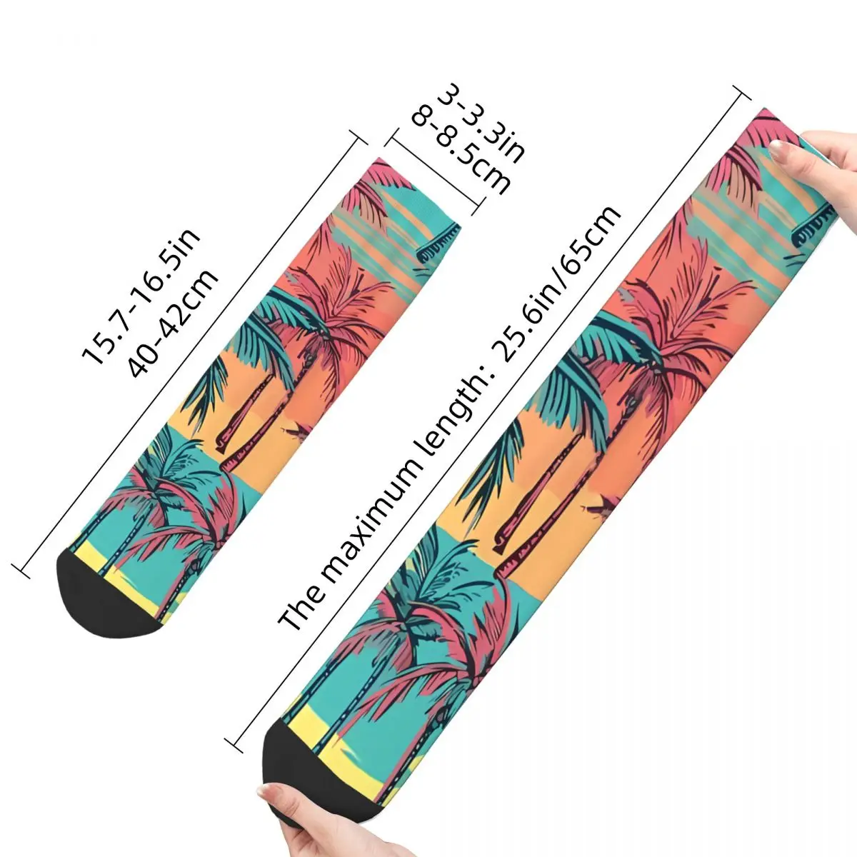 Happy Men's Socks Colorful Hawaii Palms Pattern Vintage Tropics Pattern Hip Hop Seamless Crew Sock Gift Pattern Printed