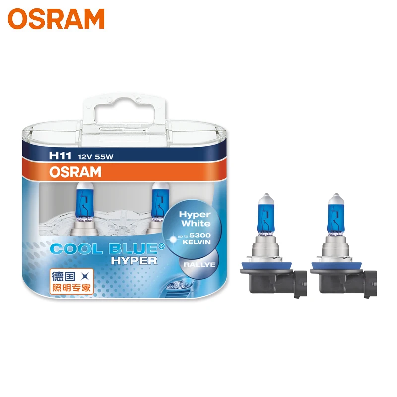 OSRAM H7 H4 H1 H11 HB3 9005 HB4 9006 phare halogène de voiture Hi/Lo Beam 5300K 12V 55W ampoule Hyper blanche bleu froid (2 pièces)