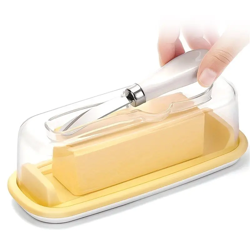 Lightweight Plastic Butter Dishes For Countertop With Silicone Bottom Butter Dish With Lid Butter Container With Butter Kinfe Kn