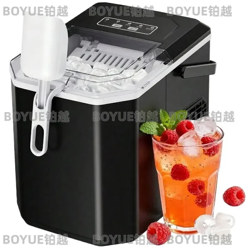 Countertop Ice Maker Machine With Handle, 26lbs In 24Hrs, 9 Ice Cubes Ready In 6 Mins, Auto-Cleaning Portable Ice Maker With