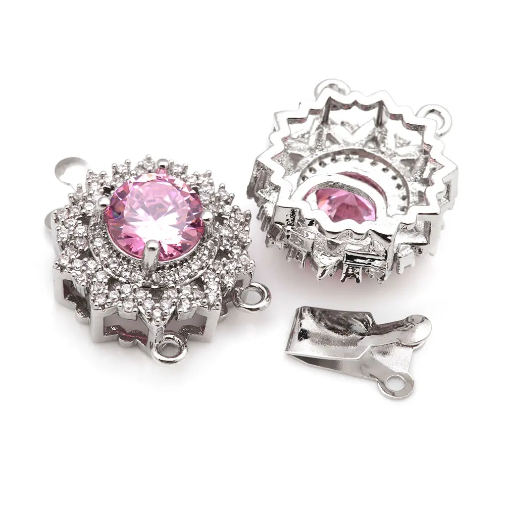 2 مجموعات 18K الذهب اللون النحاس والزركون القلائد المستديرة ربط المشابك عالية الجودة Diy بها بنفسك مستلزمات صناعة المجوهرات للنساء #5