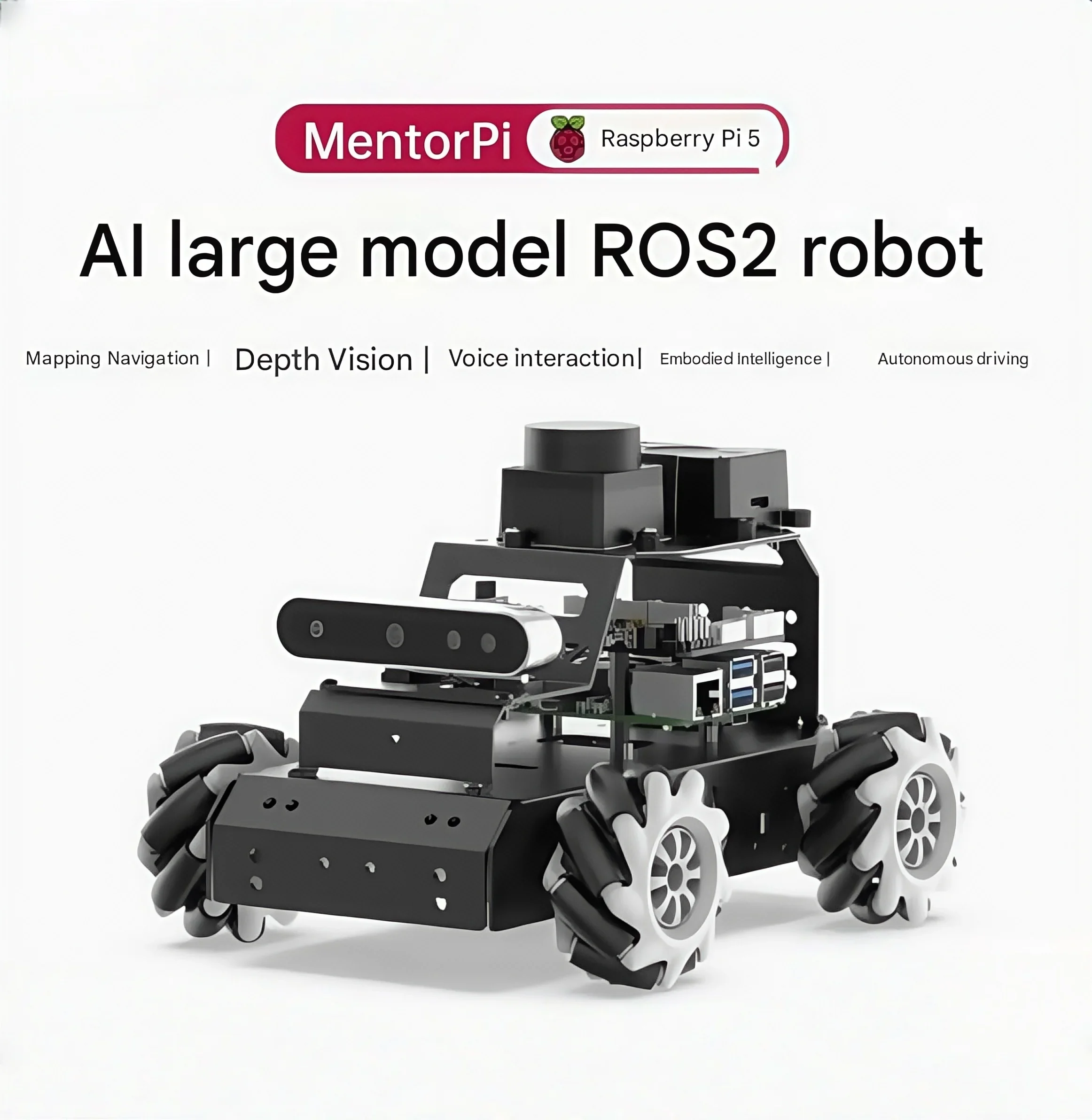 

Raspberry Pi 5 smart car MentorPi Mailun/Ackerman AI large model vision ROS2