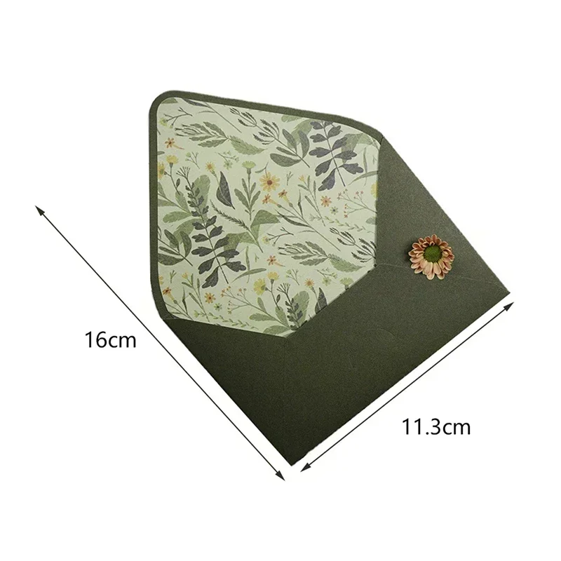 1pc Avocado Green Series Vintage Envelopes Wedding Invitations Printing Lining Envelopes Invitation Stationary Postcard