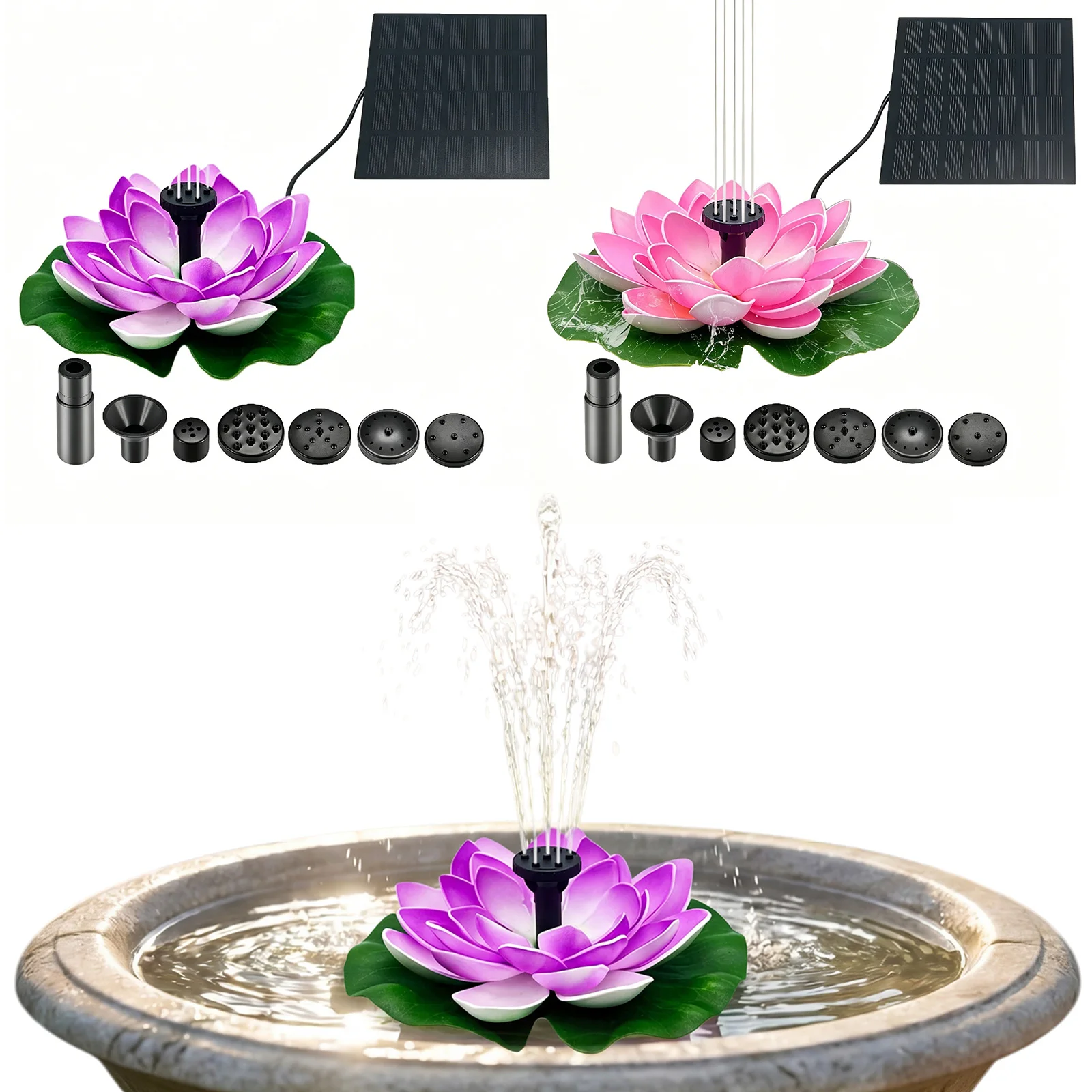 Solar Powered Floating Lotus Fountain Pump Kit