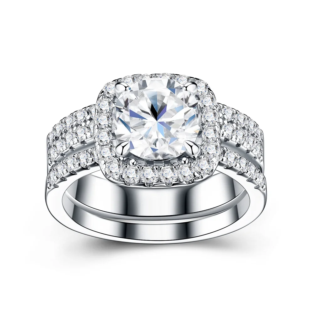 

Sparkling Full Moissanites Women's Rings- 925 Sterling Silver Ring & Bridal Wedding Engagement Party Jewelry Gift