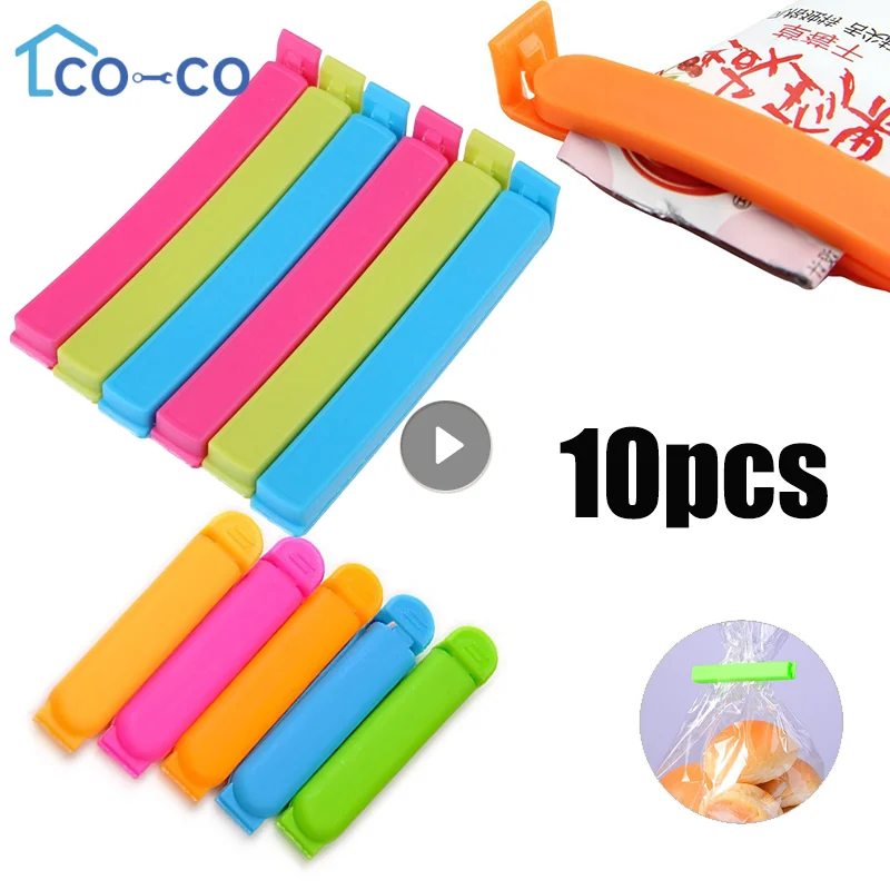 

10PCS Portable Kitchen Storage Food Snack Seal Sealing Bag Clips Sealer Clamp Plastic Tool Kitchen Accessories Food Bag Clips