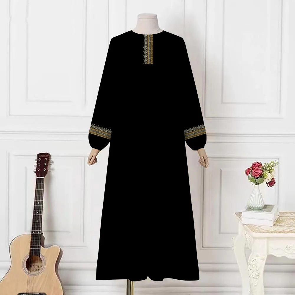 Demure Muslim Abaya Women Islam Dresses Full Sleeve O-Neck Muslim Dresses Fashion Dubai Female Casual Robe Marocain Kaftan Dress