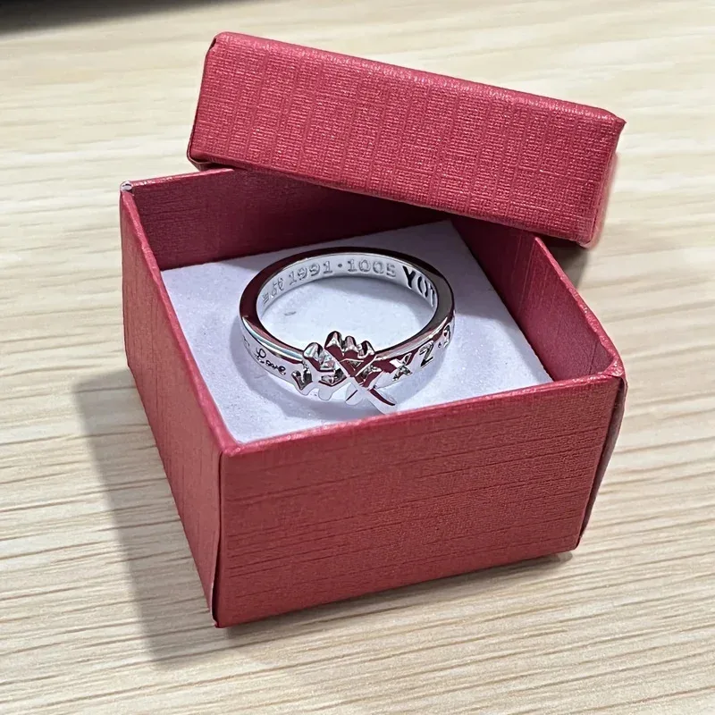 qq28Design Lettering Light Роскошное кольцо из стерлингового серебра унисекс с буквами для маленьких влюбленных Сяо Чжань тот же подарок принт