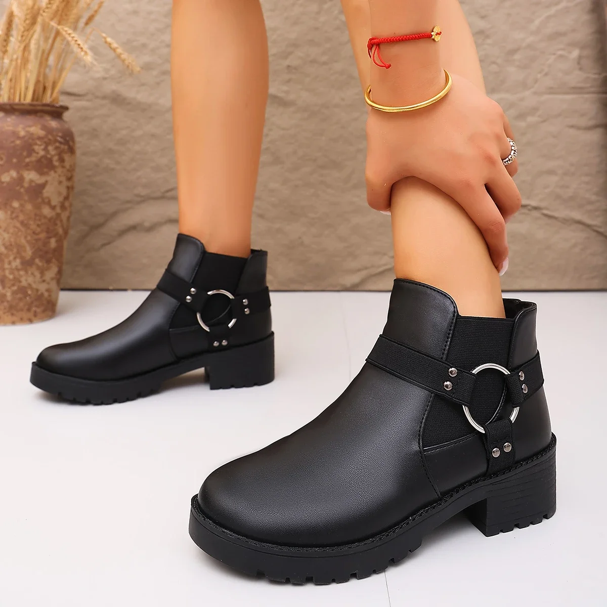 Modische Neue Elegante Dickbesohlte Sport-Kurzschuhe Winter-Bestseller Runde Zehenkappe Bequeme/Sexy Arbeits- und Freizeitstiefel für Damen – Detail 3
