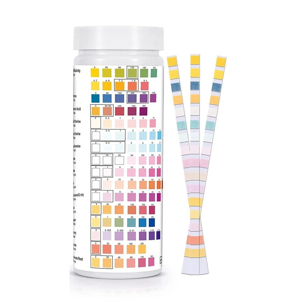 A22I 16 in 1 Drinking Water Test Kit, Water Testing Kits for Drinking Water 100 PCS Water Quality Test Strips,Free Chlorine