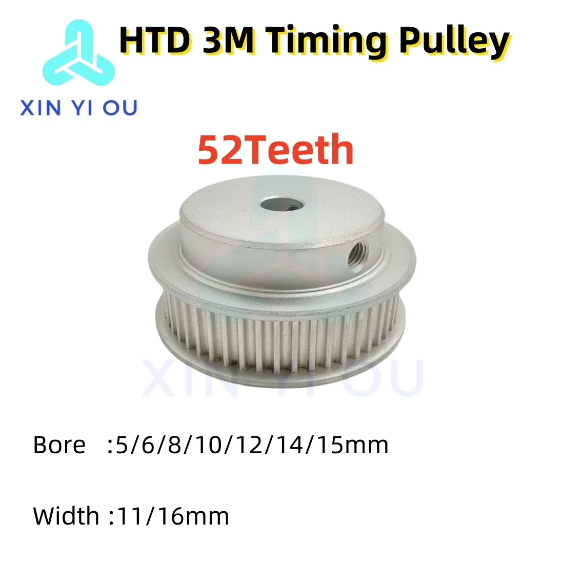 HTD 3M Timing Pulley 52teeth-BF Type Bore 5/6/8/10/12/14/15mm  Belt Width11/16mm3M Synchronous Wheel