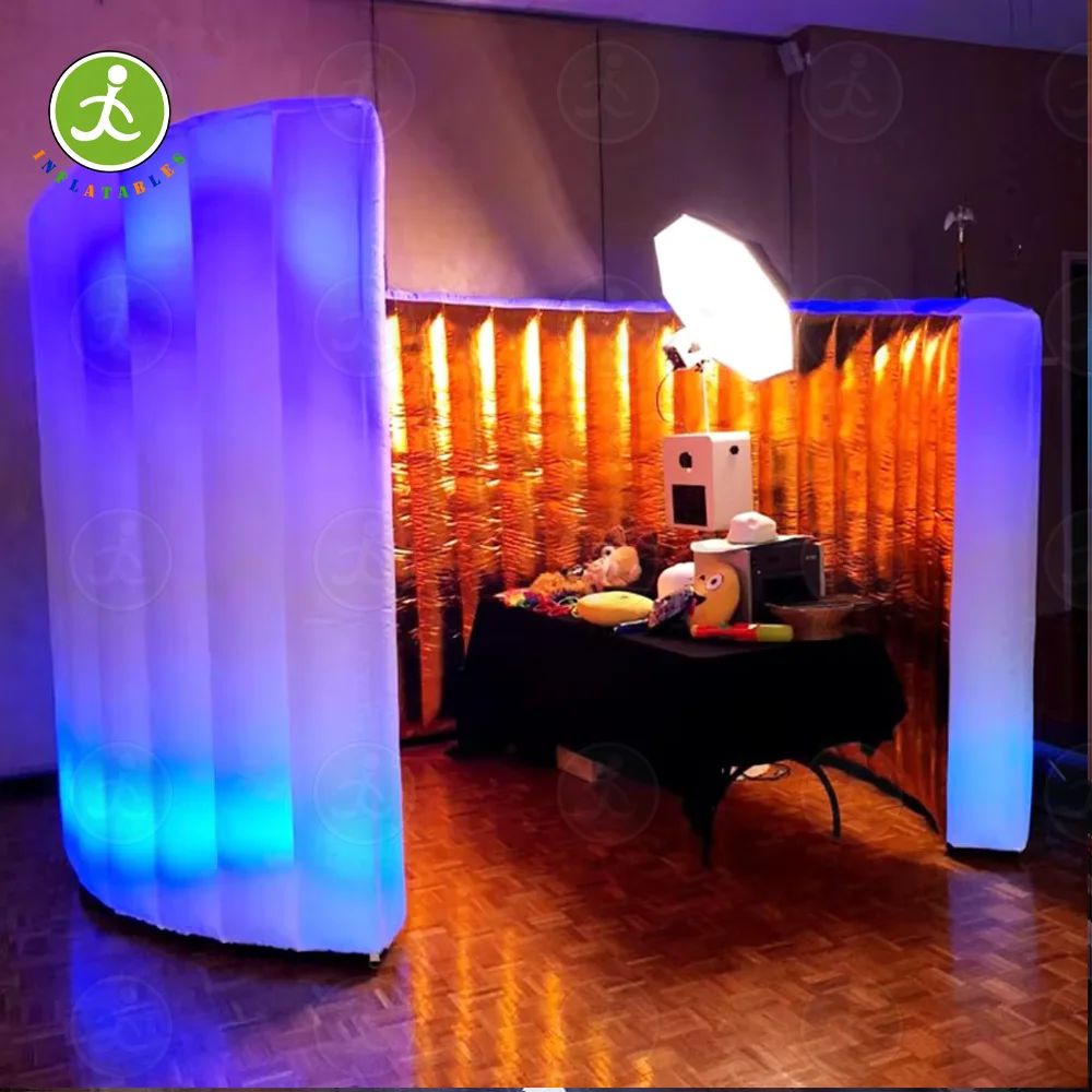 10/13ft 360 Inflatable Photo Booth Spiral Wall Decoration Enclosure Wall Backdrop 16 Color Changes RBG LED Color Light Party Wit