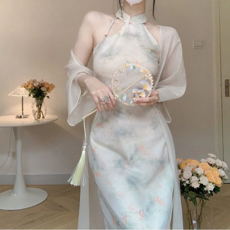 

Cheongsam Qipao Chinese Traditional Dress Retro Improved Hanfu Oriental Party Summer Floral Dresses for Women