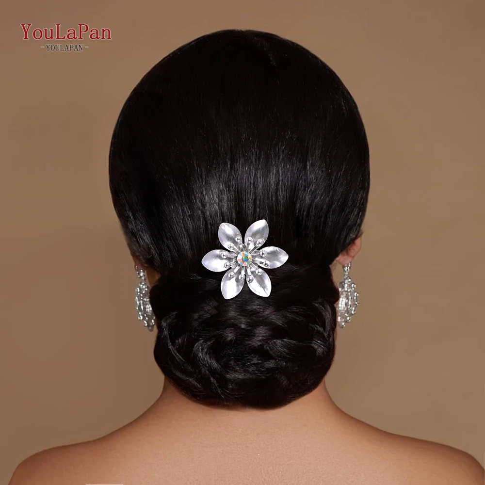 Youlapan-合金の花のヘアピン,U字型のヘアアクセサリー,金属製の髪留め,結婚披露宴,ヘアクリップ,hp771,ファッション