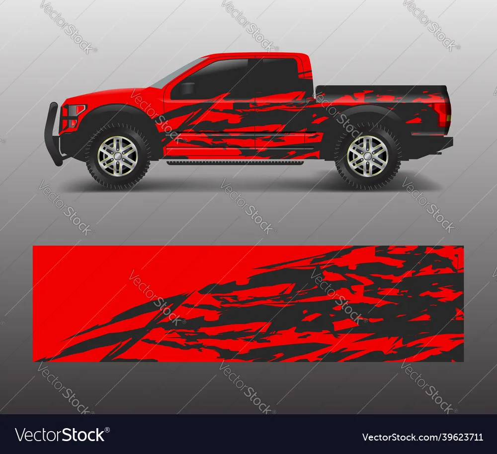 Make Old Pickup Car Full Wrap Sticker Car Decal Decorative Cut Body Racing Graphic Decal Vinyl Wrap Modern Design Red Retro