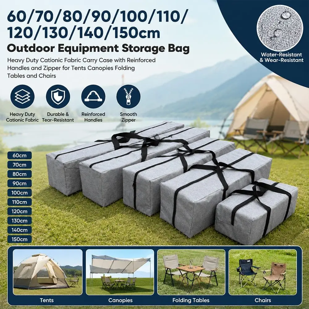 Cationic Fabric Tent Storage Bag Water Resistant PVC Coating Camping Gear Bag Dustproof Reinforced Handles Canopy Pole Bag