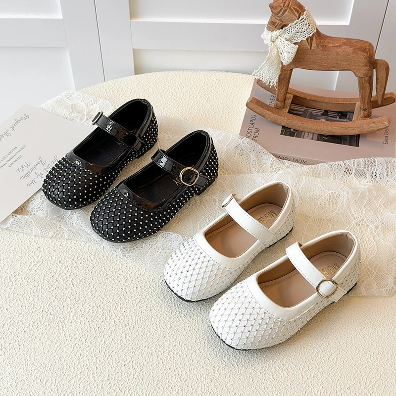 

Princess Shoes for Girls Korean Fashion Rhinestone Spring Autumn New plus Size Children's Footwear Trendy Kids' Shoes 26-36
