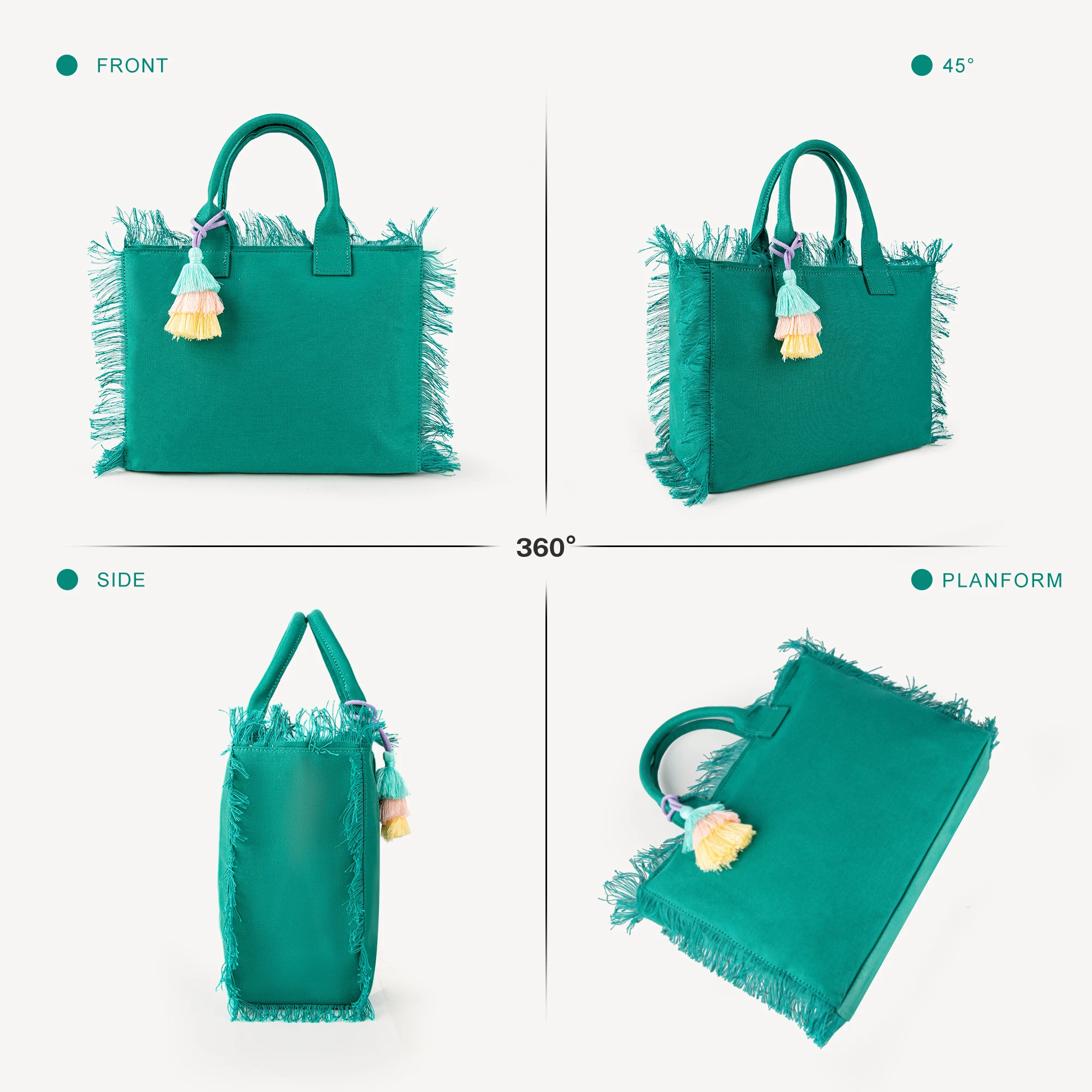 タッセル付き女性用キャンバストートバッグ、仕事、旅行、ビーチ - Women'S Bags For Work のレビューと価格