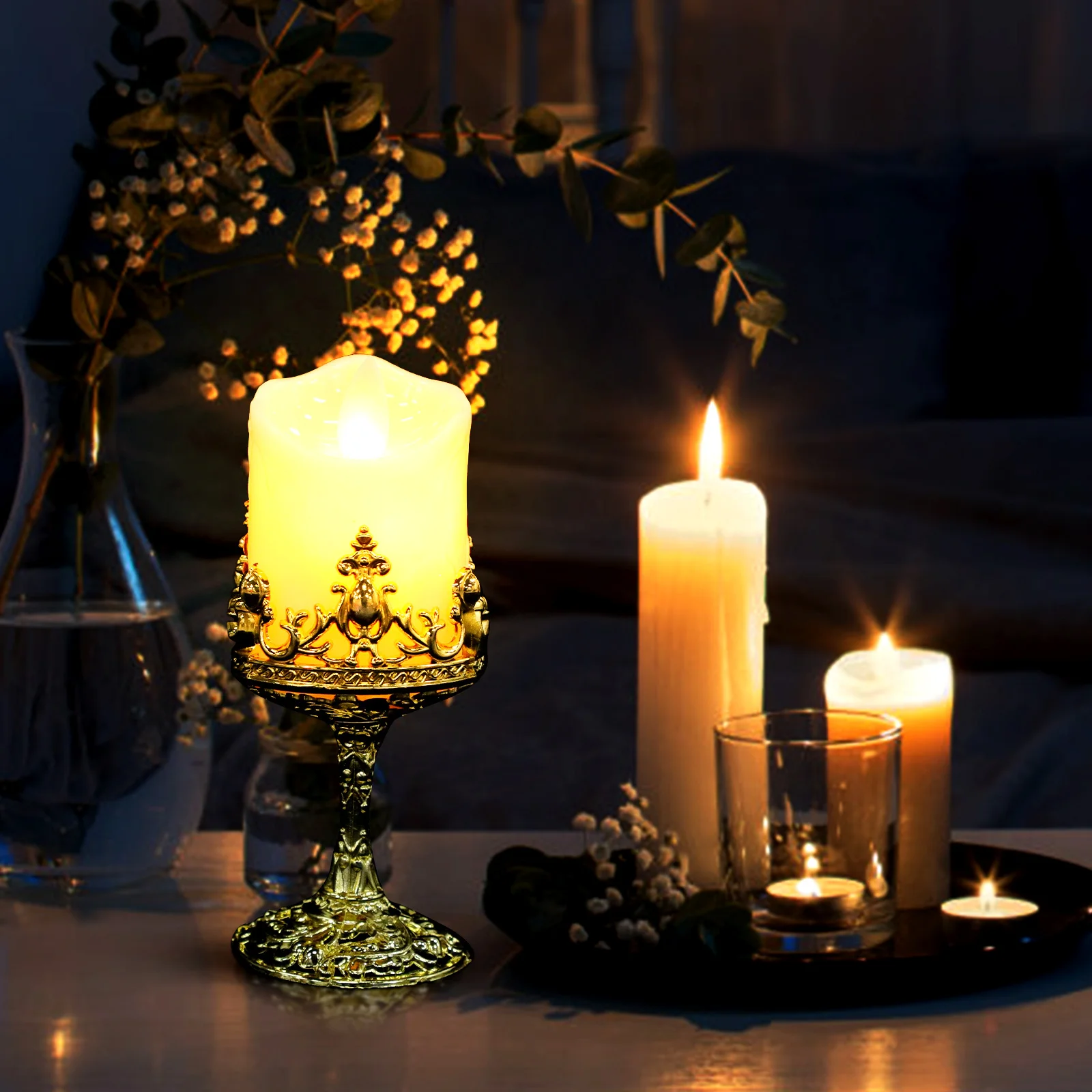 

2Pcs Electronic Light LED Lamp Lifelike Flickering Flameless for Wedding Home Decoration Festival Party Use