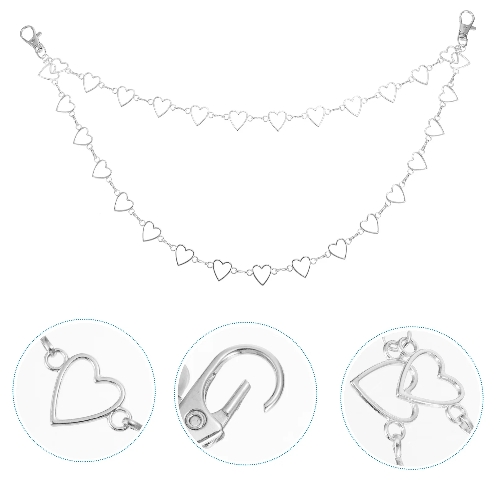 

1Pcs Hollow Jeans Chain for Women Multilayer Trousers Chain Peach Heart Decor Eyecatching Durable Clothing Accessories