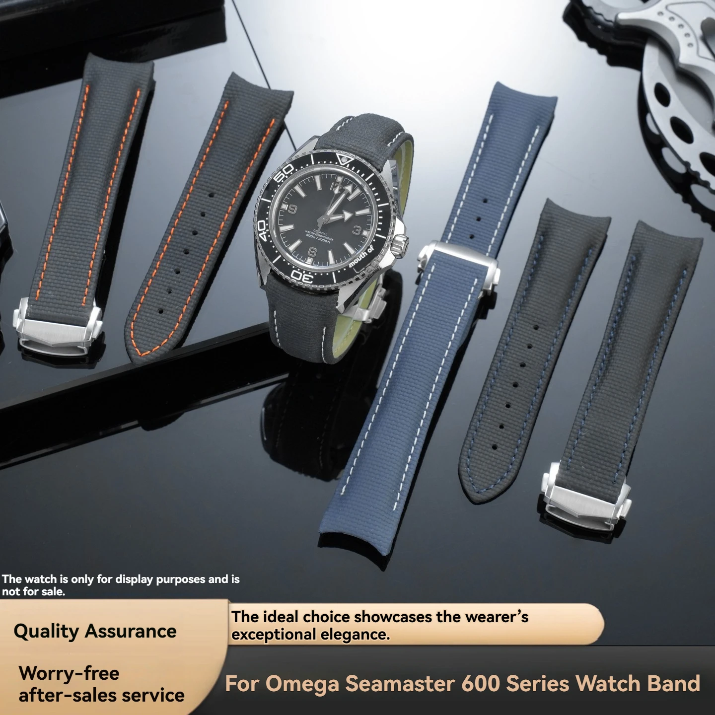 21mm Rubber Watch Band for Omega Seamaster 600 Planet Ocean Quarter Orange Super Soft FKM Fluoro Rubber Strap Replacement