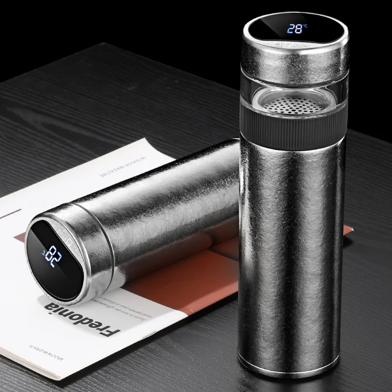 Pure Titanium Smart Thermos Tea Separation Cup Temperature Display Stylish Brewing Mug For Car Home Office Business Holiday Gift