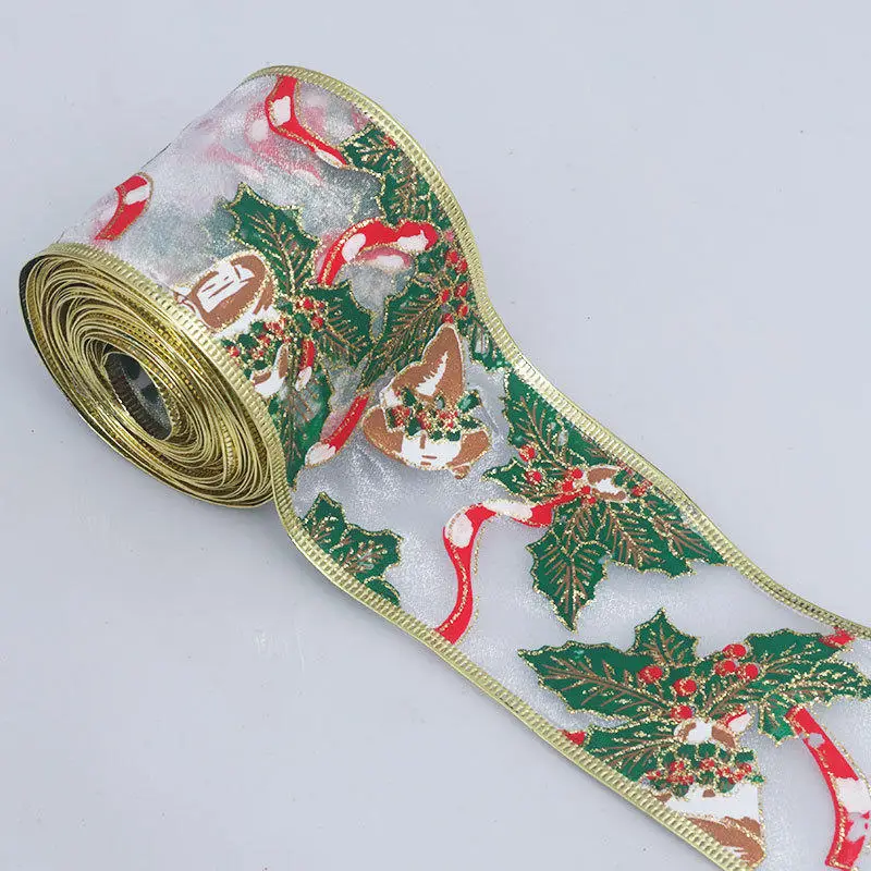 Christmas Wired Ribbons 9.1m Buffalo Plaid Ribbons Vintage Truck Trees Wired Edge Ribbon for Xmas DIY Wrapping Floral Craft