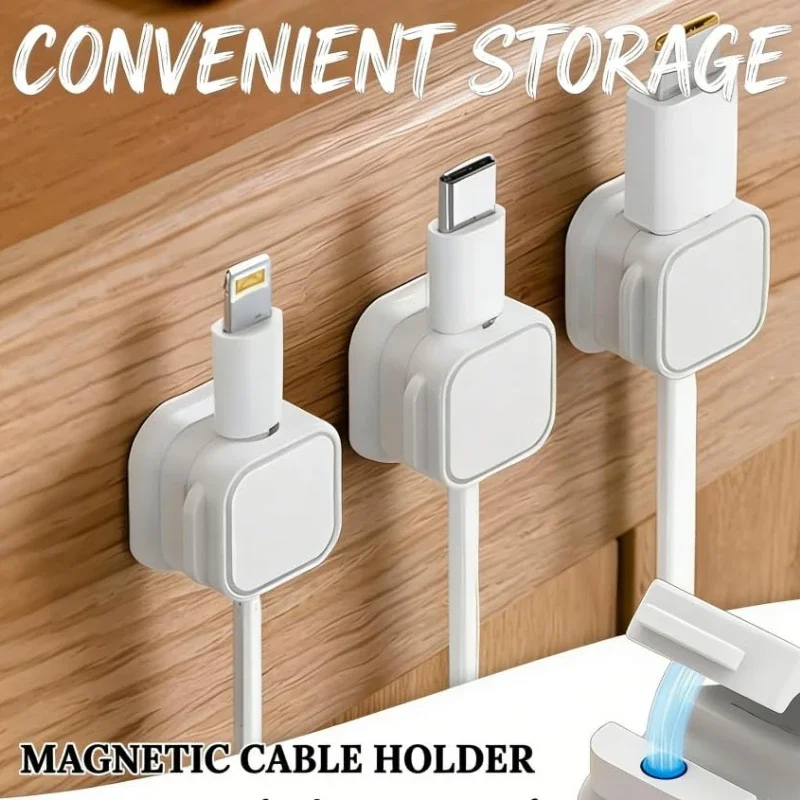 5/10 PCS Magnetic Cable Clips Cable Smooth Adjustable Cord Holder Under Desk Cable Management Wire Keeper Cable Organizer Holder