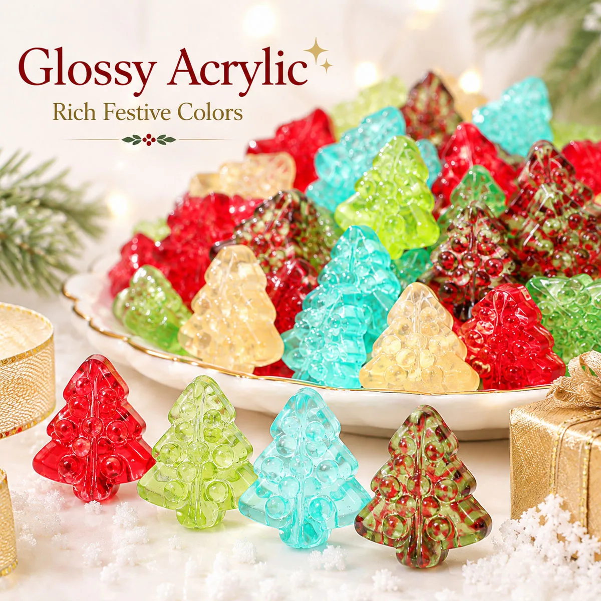 15*16,5mm 10 Stück Glas-Goldpulver Weihnachtsbaum Farbmix Spacer Lose Perlen für Schmuckherstellung DIY Armbänder Halsketten Zubehör