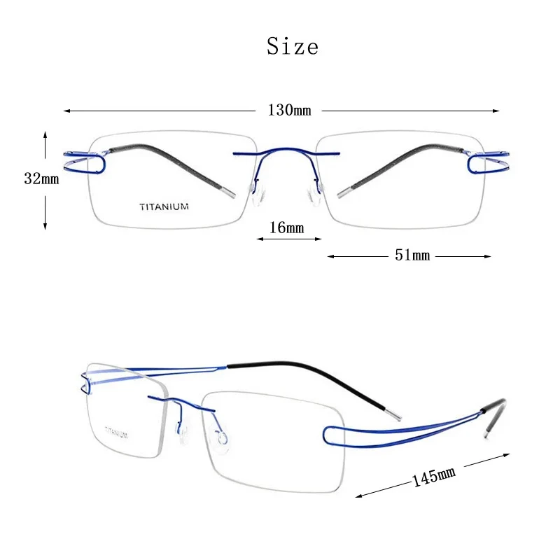 HDCRAFTER Pure Titanium Ultralight Rimless Glasses Frame for Women Prescription Myopia Optical Frames Men Vintage Eyewear