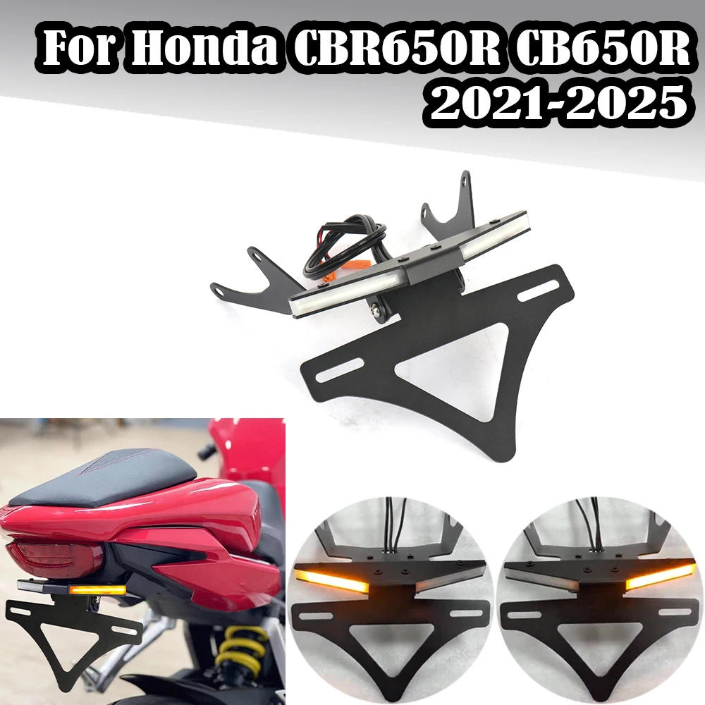 

Motorcycle Rear Short Tail Stock Tidy License Plate Holder Tailstock Bracket LED Light For CBR650R CB650R CBR 650R CB 2021-2025